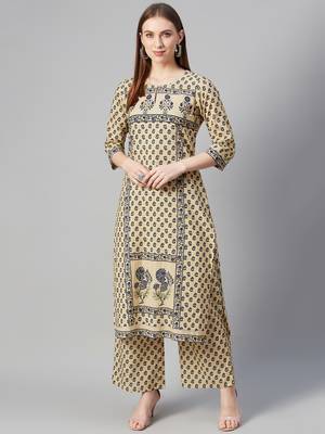 Yellow printed cotton kurtas-and-kurtis 1