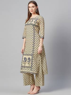 Yellow printed cotton kurtas-and-kurtis 2