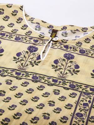 Yellow printed cotton kurtas-and-kurtis 4