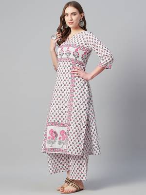 White printed cotton ethnic-kurtis 2