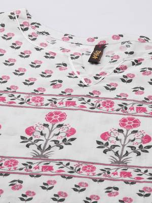 White printed cotton ethnic-kurtis 4