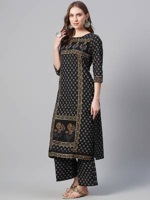 Black printed cotton cotton-kurtis 2