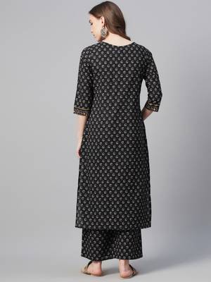 Black printed cotton cotton-kurtis 3