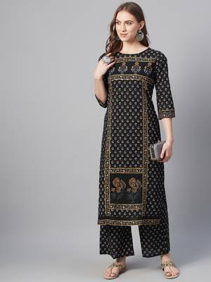 Black printed cotton cotton-kurtis 5
