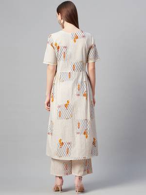 Cream printed cotton cotton-kurtis 3