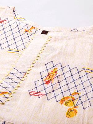 Cream printed cotton cotton-kurtis 4