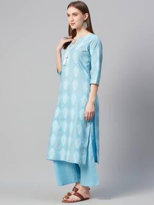 Blue printed cotton ethnic-kurtis 2