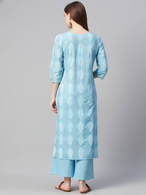 Blue printed cotton ethnic-kurtis 3