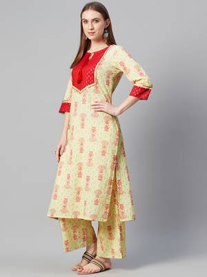 Cream printed cotton ethnic-kurtis 2