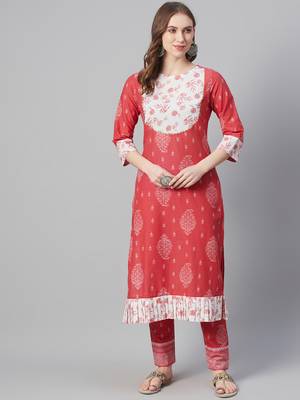 Red printed cotton kurtas-and-kurtis 1