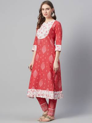 Red printed cotton kurtas-and-kurtis 2