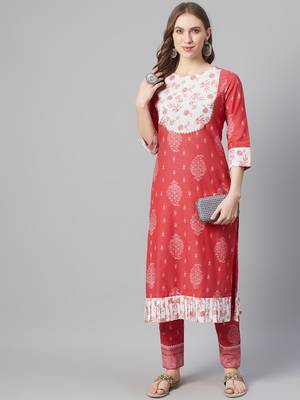 Red printed cotton kurtas-and-kurtis 5