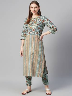Multicolor printed cotton ethnic-kurtis 1