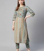 Multicolor printed cotton ethnic-kurtis