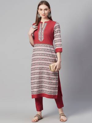 Red printed cotton cotton-kurtis 5