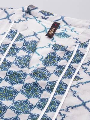Off-white printed cotton ethnic-kurtis 4