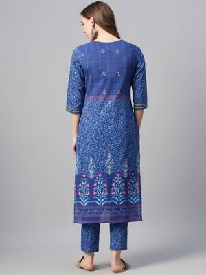 Navy-blue printed cotton kurtas-and-kurtis 3