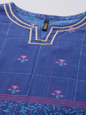 Navy-blue printed cotton kurtas-and-kurtis 4