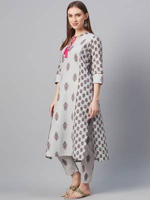Grey printed cotton cotton-kurtis 2