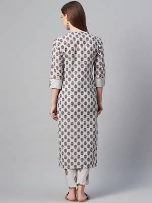 Grey printed cotton cotton-kurtis 3