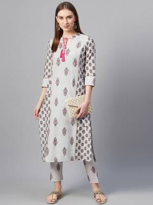 Grey printed cotton cotton-kurtis 5