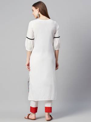 White printed cotton ethnic-kurtis 3