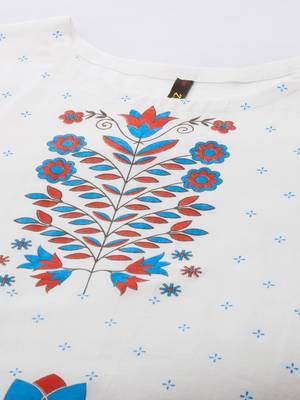 White printed cotton ethnic-kurtis 4