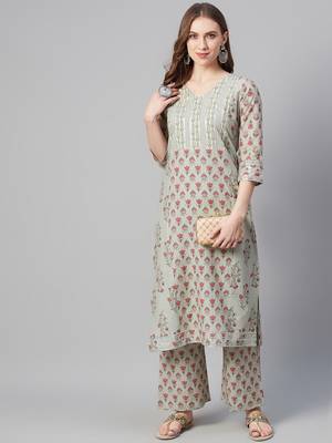 Grey printed cotton cotton-kurtis 5