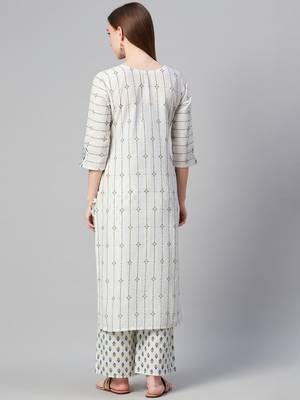 White printed cotton ethnic-kurtis 3
