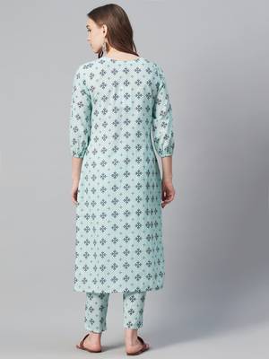 Blue printed cotton kurtas-and-kurtis 3