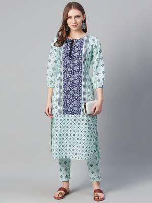 Blue printed cotton kurtas-and-kurtis 5