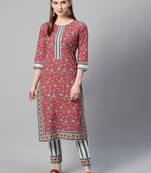 Red printed cotton cotton-kurtis