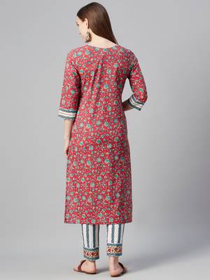 Red printed cotton cotton-kurtis 3