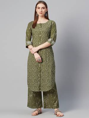 Green printed cotton ethnic-kurtis 1