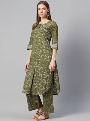 Green printed cotton ethnic-kurtis 2