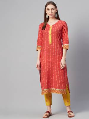 Red printed cotton kurtas-and-kurtis 1