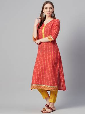 Red printed cotton kurtas-and-kurtis 2