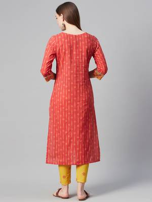 Red printed cotton kurtas-and-kurtis 3