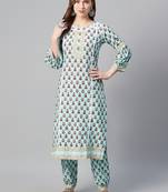 Blue printed cotton cotton-kurtis