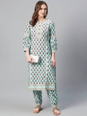 Blue printed cotton cotton-kurtis 5