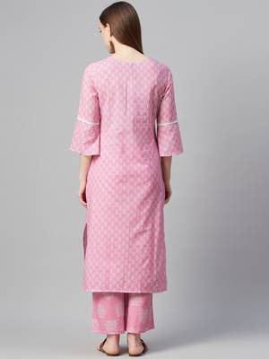 Pink printed cotton ethnic-kurtis 3
