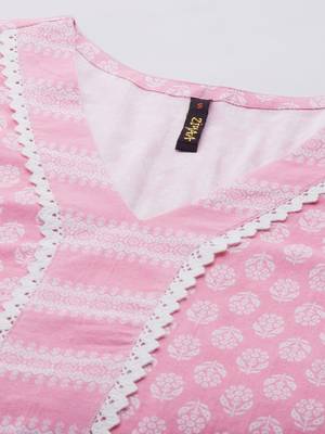 Pink printed cotton ethnic-kurtis 4