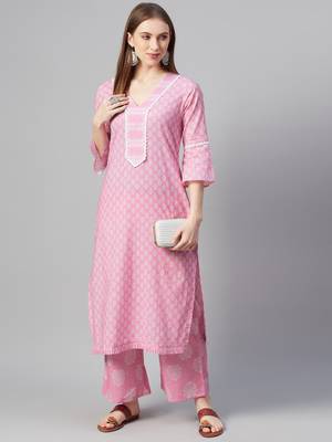 Pink printed cotton ethnic-kurtis 5