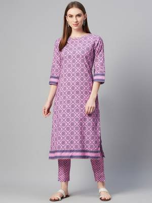 Purple printed cotton ethnic-kurtis 1