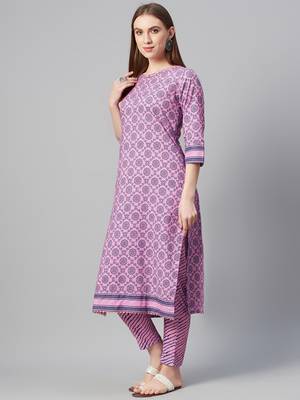 Purple printed cotton ethnic-kurtis 2