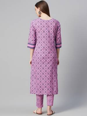 Purple printed cotton ethnic-kurtis 3