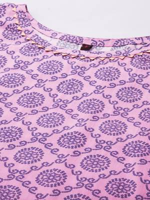Purple printed cotton ethnic-kurtis 4