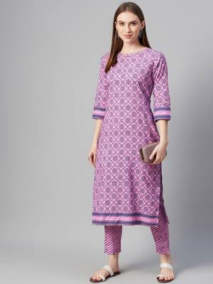 Purple printed cotton ethnic-kurtis 5