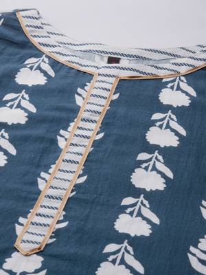Navy-blue printed cotton kurtas-and-kurtis 4