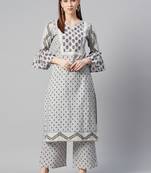 Grey printed cotton cotton-kurtis